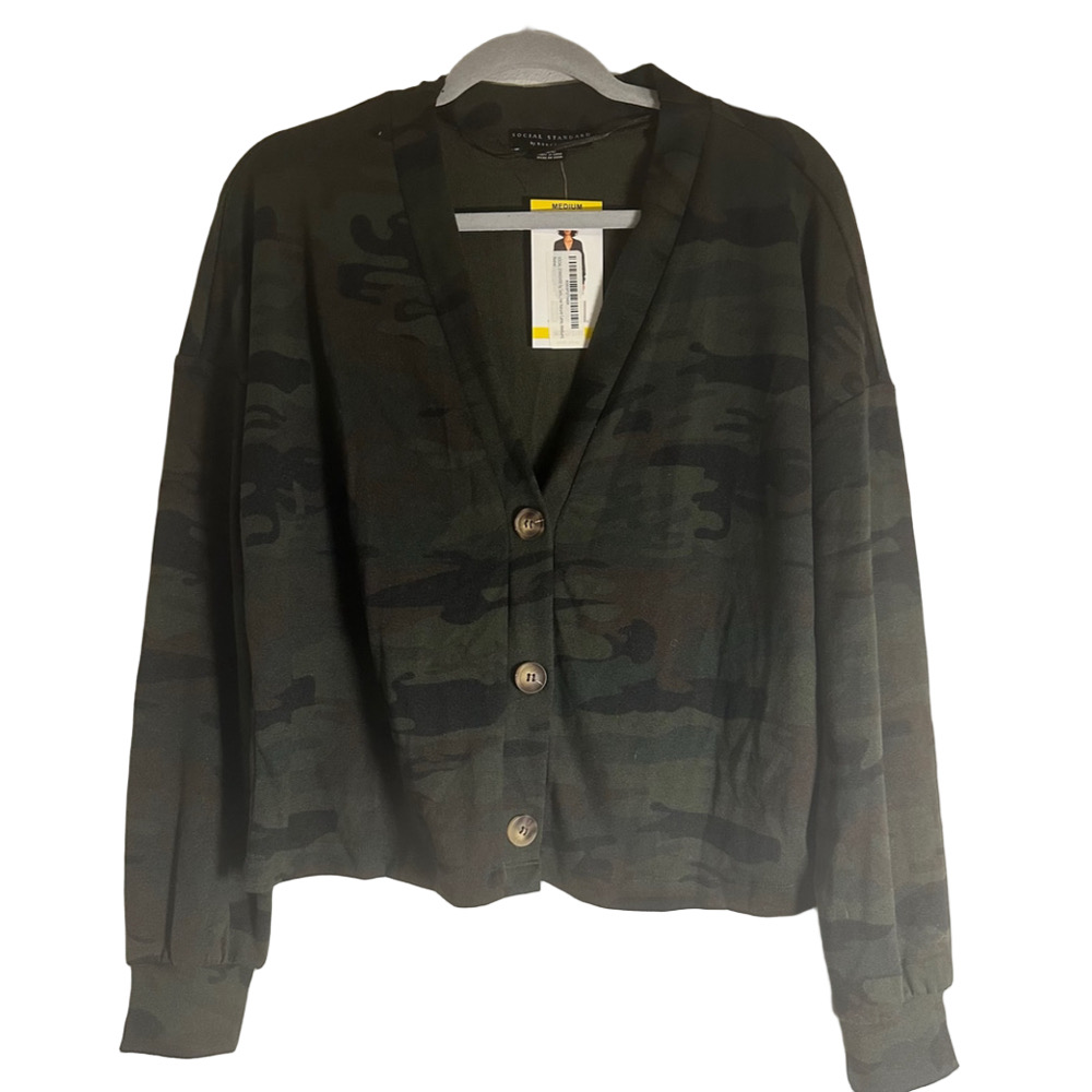 Social Standard by Sanctuary Camo Button Cardigan Medium NWT